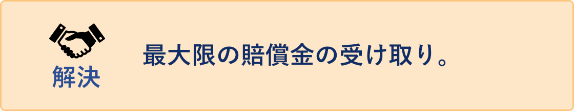 解決 最大限の賠償金の受け取り。