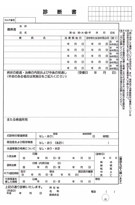 診断書サンプル