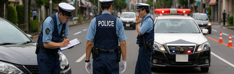 事故処理中の警察官