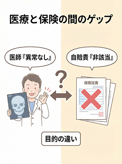 医療と保険の間のギャップ：医師『異常なし』と自賠責『非該当』